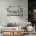 Honda Civic 2016 Front View Laser Cut Metal Wall Art | Premium Steel Wall Decor |