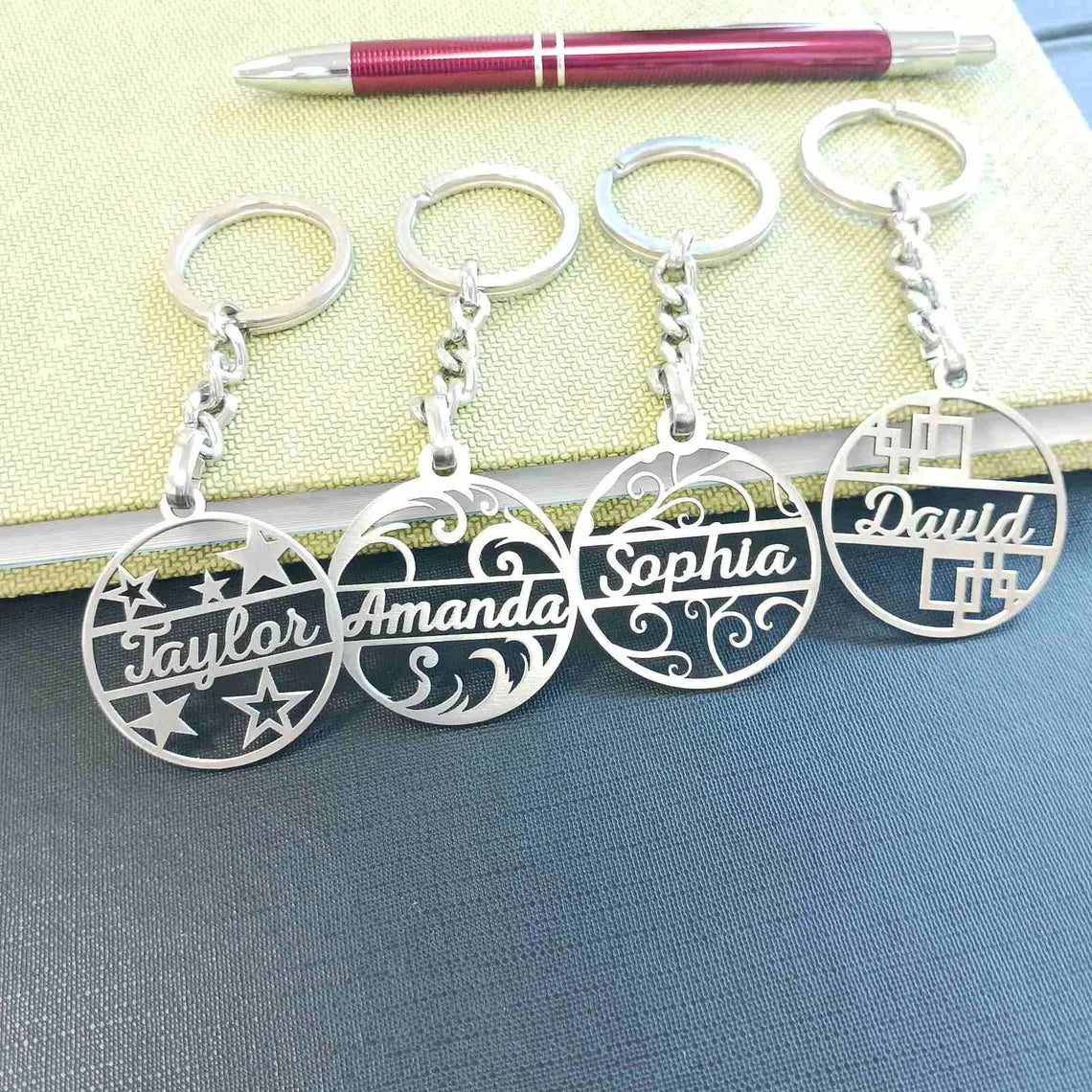 Name Designed Stainless Steel Keychains